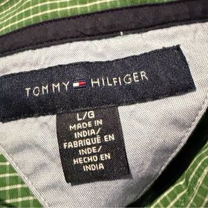 Green Tommy Hilfiger Checkered Men's Button Up Shirt